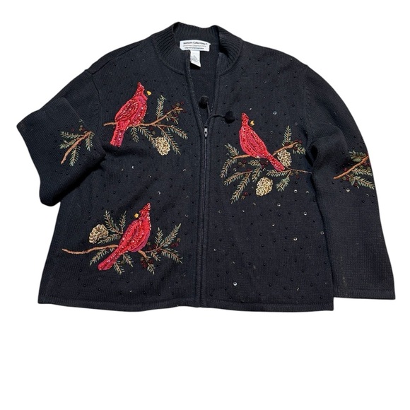 🎄✨VINTAGE HEIRLOOM Collectibles Beaded Cardinal Holiday Sweater XL✨🎄 - Picture 1 of 5